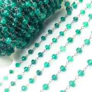 Green Onyx Oxidized Wire Chain.